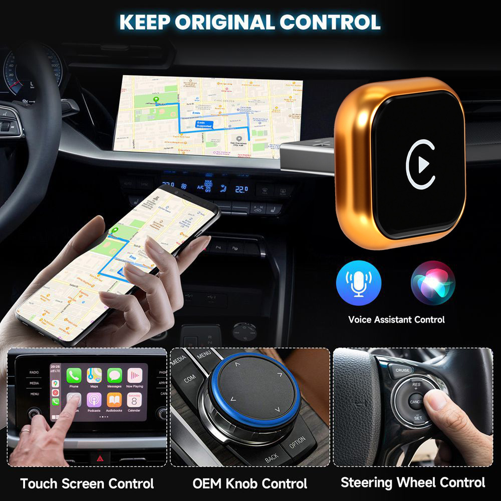2026 New Cross-Border Wireless Carplay Box Android Auto 2-in-1 Car Wired to Wireless Adapter