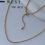 s925纯银项链饰品女轻奢高级感长款毛衣链镀18k金车花月牙圆珠链