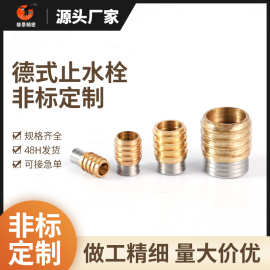 非标德式模具止水栓 HASCO黄铜加厚耐高温滚花水柱塞铜堵头喉塞