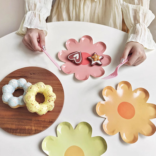 ins style disposable daisy paper plate theme party children's ornaments birthday party decoration scene layout