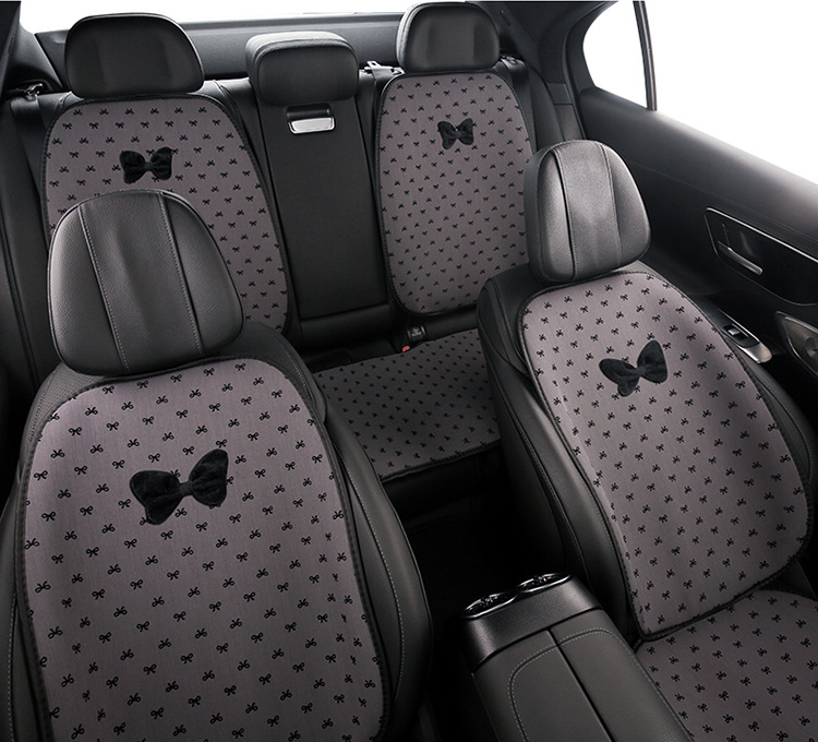 Car Seat Cushion, Universal for All Seasons, Half-Pack Seat Cover, Bow, Small Fragrance Goddess Style, Rear Three-Piece Car Seat Cushion