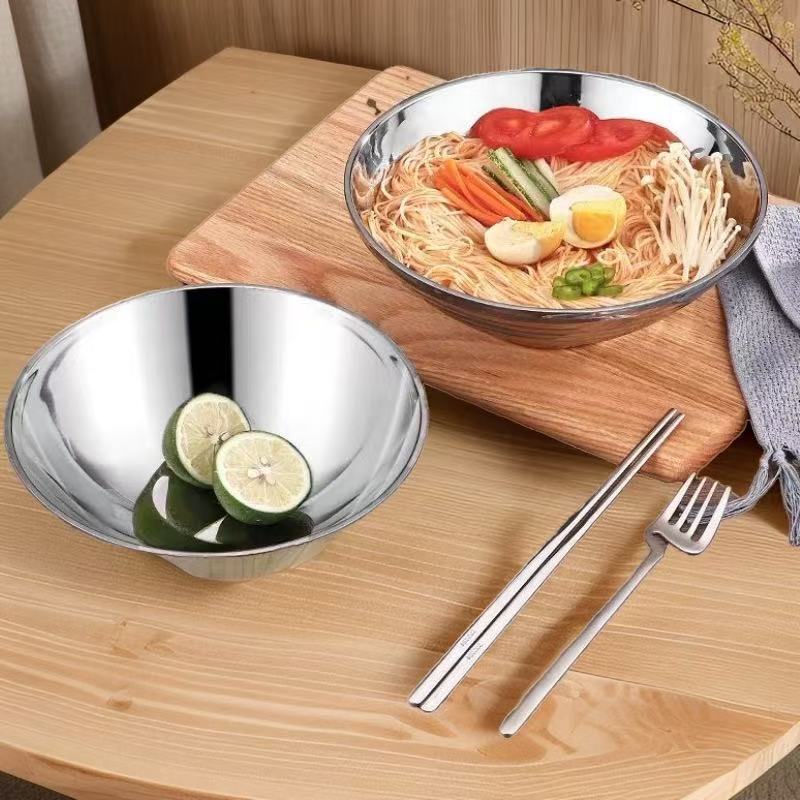Korean-Style Stainless Steel Single-Layer Cold Noodle Bowl, Extra-Large Bowl, Mixed Noodle Ramen Bowl, Household Instant Noodle Bowl, Rice Bowl, Tableware Korean-Style Stainless Steel Single-Layer Cold Noodle Bowl, Extra-Large Bowl, Mixed Noodle Ramen Bowl, Household Instant Noodle Bowl, Rice Bowl, Tableware
