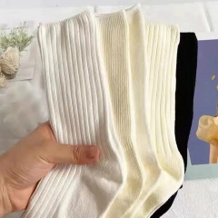 Spring and Autumn Solid Color Medium Tube Ins Style Internet Red Socks Long Tube Vertical Socks Women's Mid Tube Pile Socks Manufacturer Wholesale