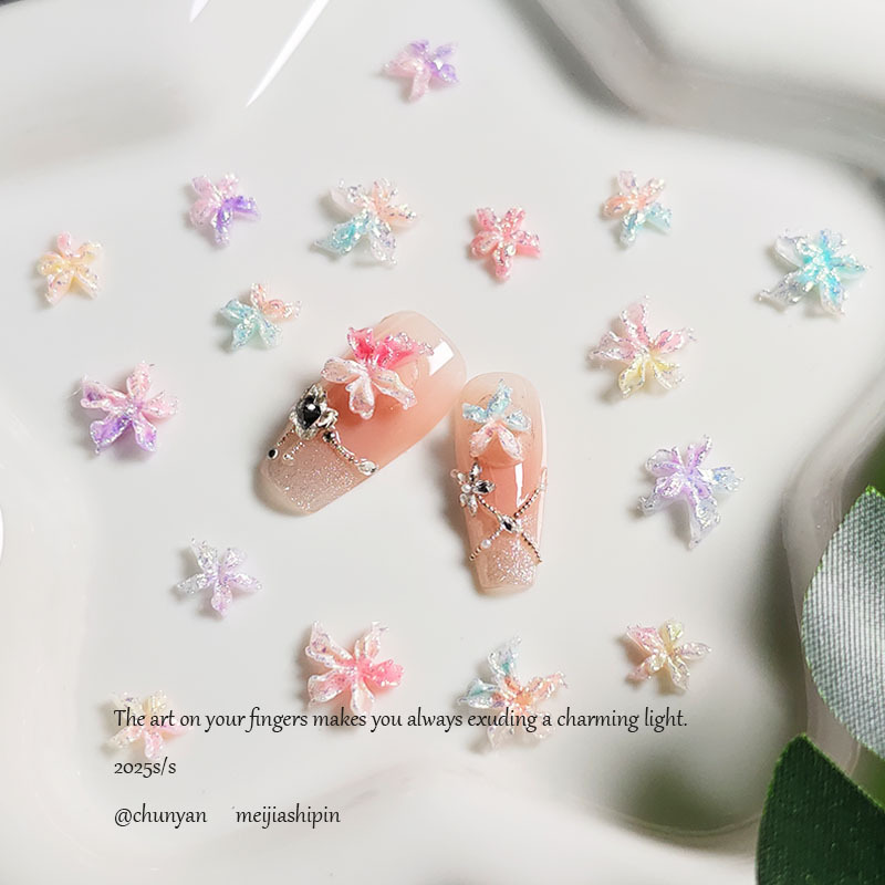 Large and Small Two-Color Fine Glitter Nail Art Soft Glue Flower Luminous Stereo Soft Carving Ice Crystal Lily Resin Nail Art Decoration Accessories Large and Small Two-Color Fine Glitter Nail Art Soft Glue Flower Luminous Stereo Soft Carving Ice Crystal Lily Resin Nail Art Decoration Accessories
