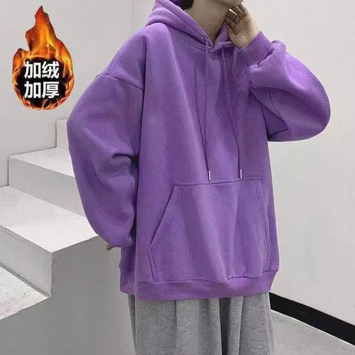 Pure Color Hooded Sweatshirt for Men - Autumn/Winter Cap Top, Trendy Korean Style, Loose and Versatile, Fleece Lined and Thickened Outerwear