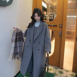 双面毛呢羊毛大衣中长款春秋冬慵懒新款百搭显瘦宽松女装反季清仓