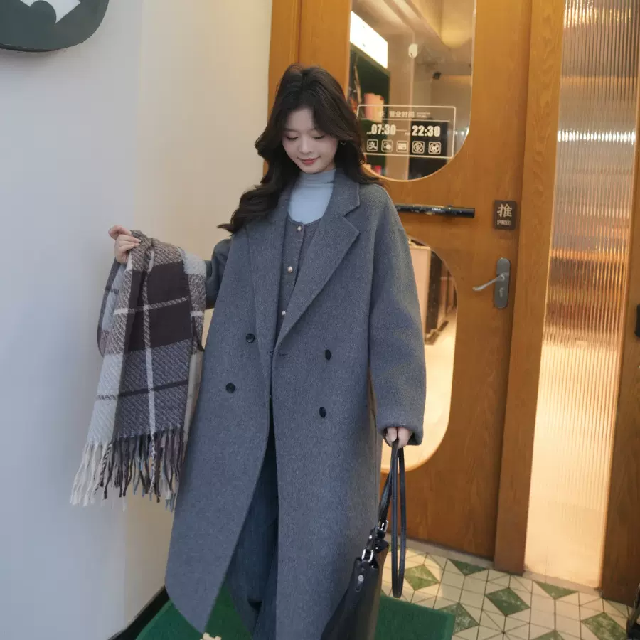 双面毛呢羊毛大衣中长款春秋冬慵懒新款百搭显瘦宽松女装反季清仓