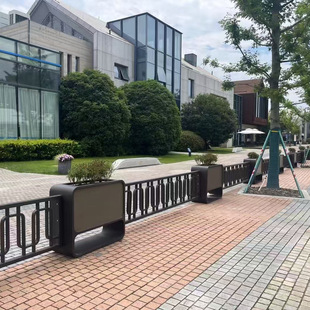 Municipal wrought iron planter road isolation guardrail sidewalk anti-collision metal wrought iron railings planting box