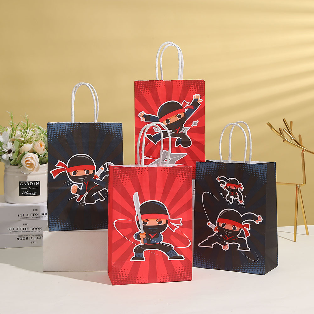 卡通购物袋忍者印花手提袋牛皮纸纸袋批发可定文字礼品袋包装袋
