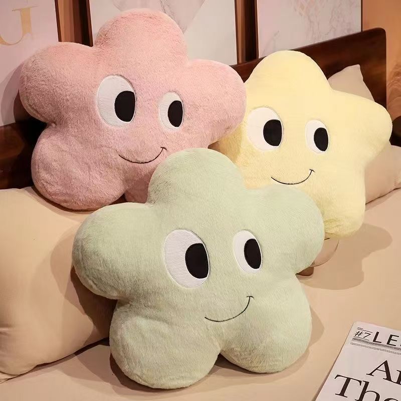 Ins estilo explosivo transfronterizo nórdico estrella de dibujos animados almohada sofá cojín peludo linda muñeca de melón decoración suave para el hogar
