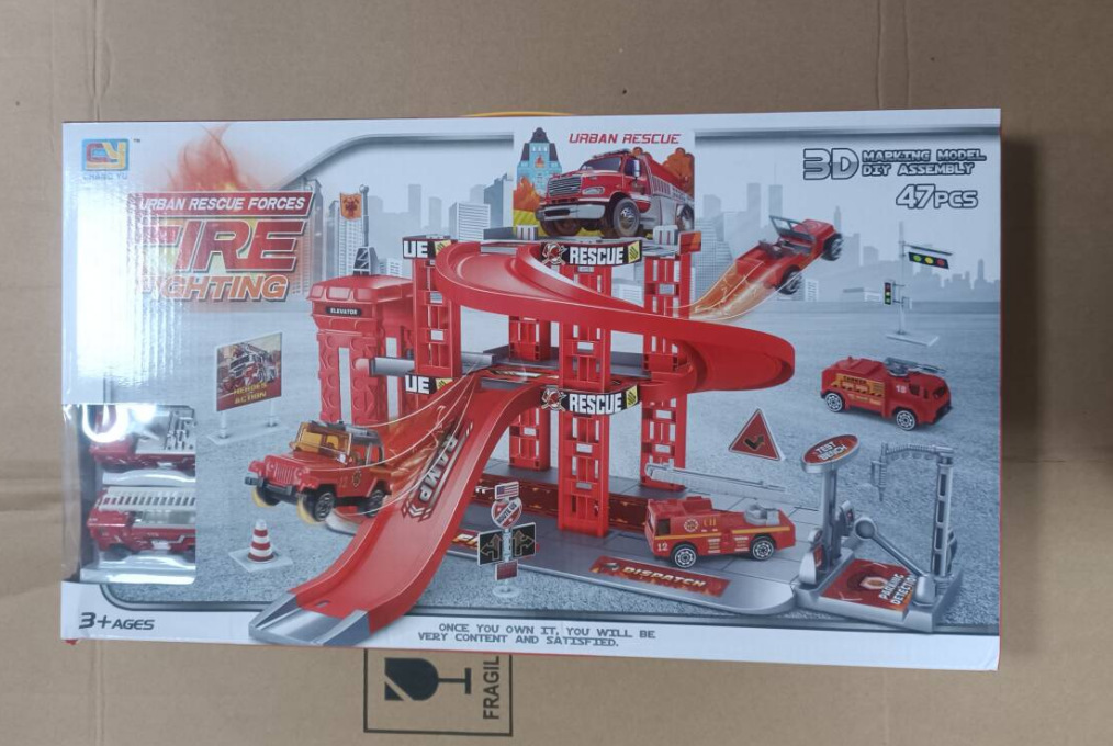 Juego de aventura de montaña tridimensional eléctrico ensamblado para niños Dinosaur Paradise Orbital inercial Coche Juguete