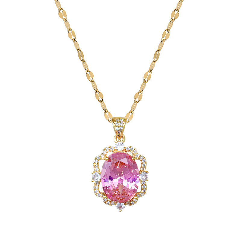[Acero de titanio] Huevo de ganso de la industria pesada, ligero con incrustaciones, temperamento de lujo, hermoso collar de diamantes, cadena de clavícula de todo fósforo femenina, cadena de acero de titanio