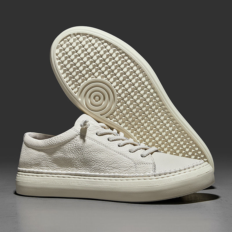 2025 Summer New Casual Versatile Retro Breathable Men's Shoes Business White Shoes Sneakers Cowhide Comfortable Men's Shoes