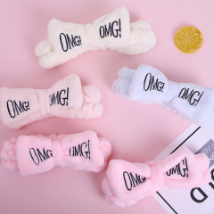 メーカークリエイティブレター OMG ヘアバンド女性のリボン洗顔メイクマスクヘッドバンドヘアアクセサリー卸売