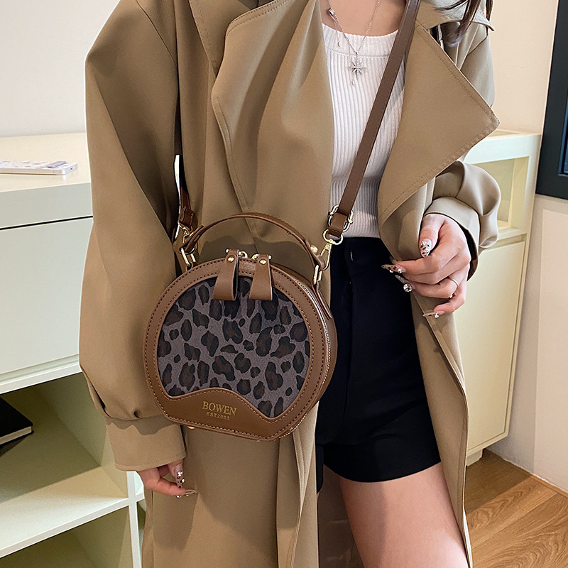 Women's 2024 popular niche fashion plaid crossbody texture handheld small round bag_voghion.com