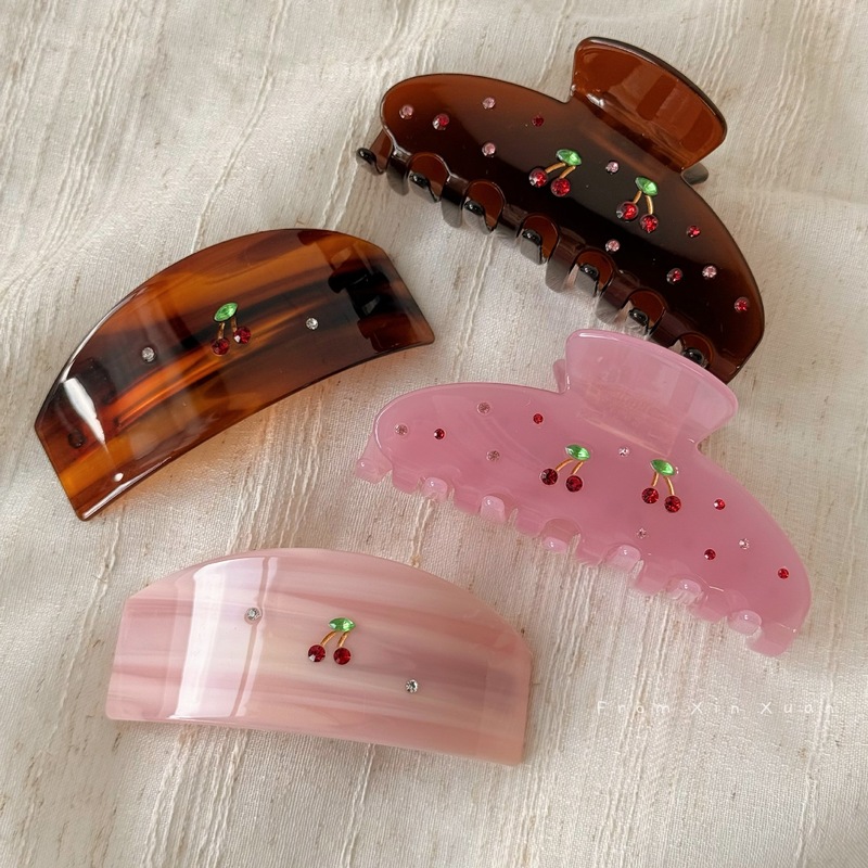 红钻樱桃醋酸发夹女高级感新款发饰发抓后脑勺日常盘发鲨鱼夹发卡|undefined
