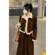 大码小香风感连衣裙穿搭一整套女秋冬装赫本风气质套装裙