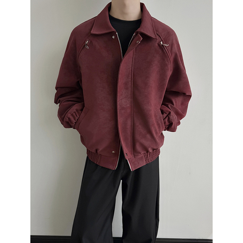 Maillard American High Street Tie-Dye Leather Top Jacket Men's Trendy Brand Handsome Zipper Design Motorcycle Jacket