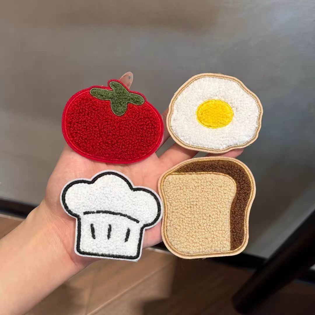 Fun and quirky food-themed hair fringe stickers, soft and cute cartoon chef hat, bread girl magic sticker, hair styling tool
