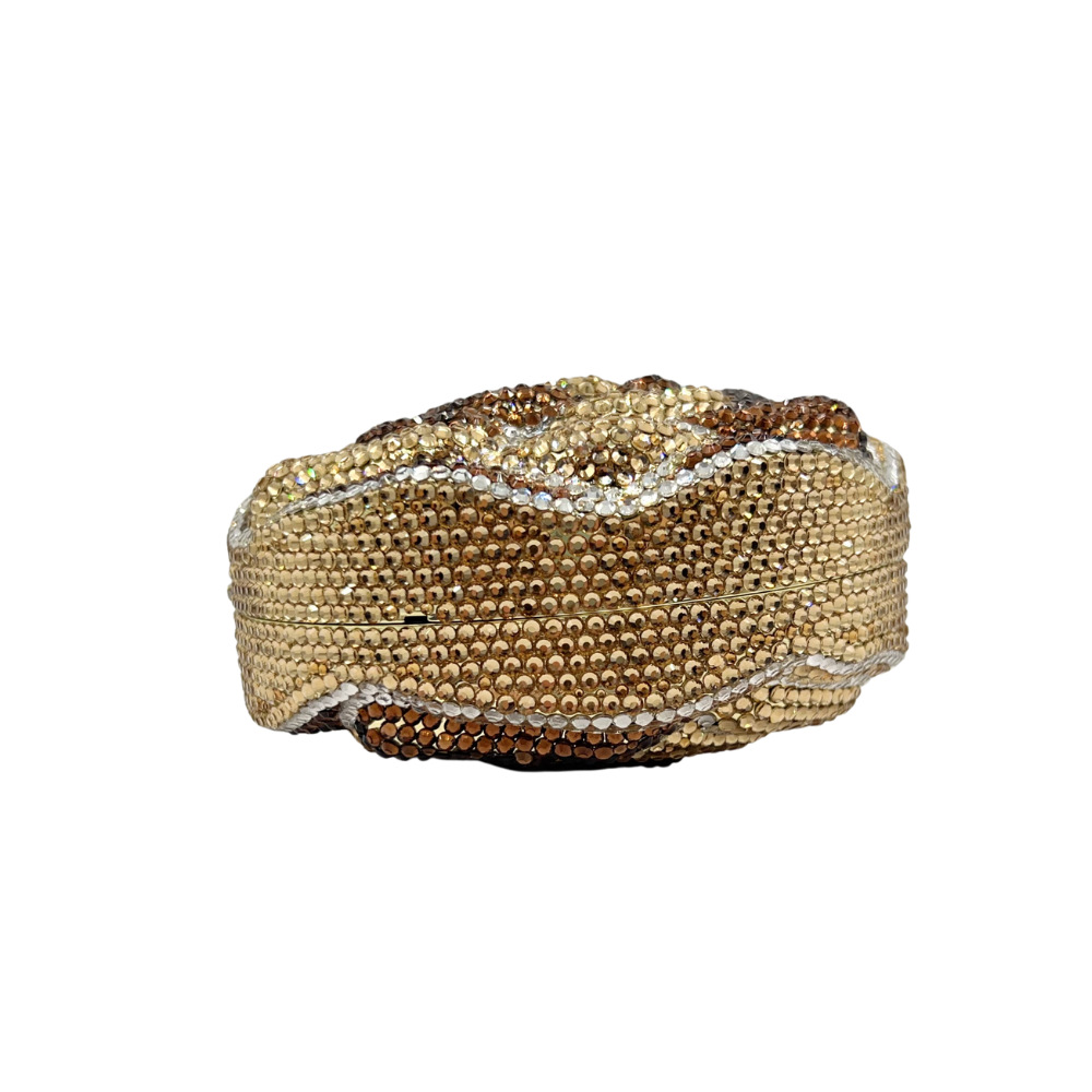 Túi clutch dạ hội hình hoa tròn đính đá toàn phần, cầm tay dự tiệc — Màu xanh lam nhạt chi tiết 2