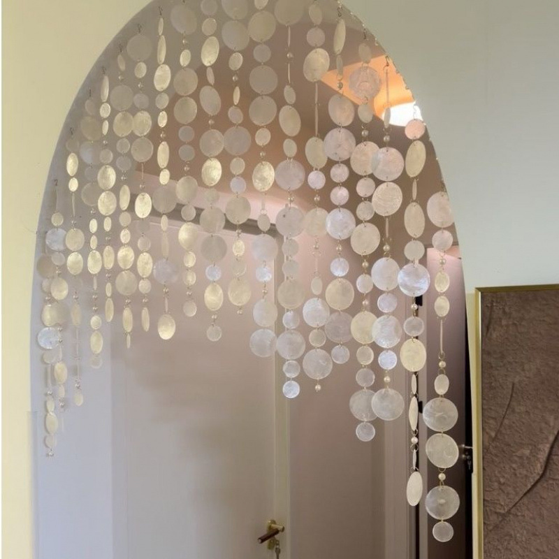 Shell Disc French Fantasy Pearl Bead Curtain Romantic Wedding Stage Props Partition Decoration Beaded Curtain Door Curtain