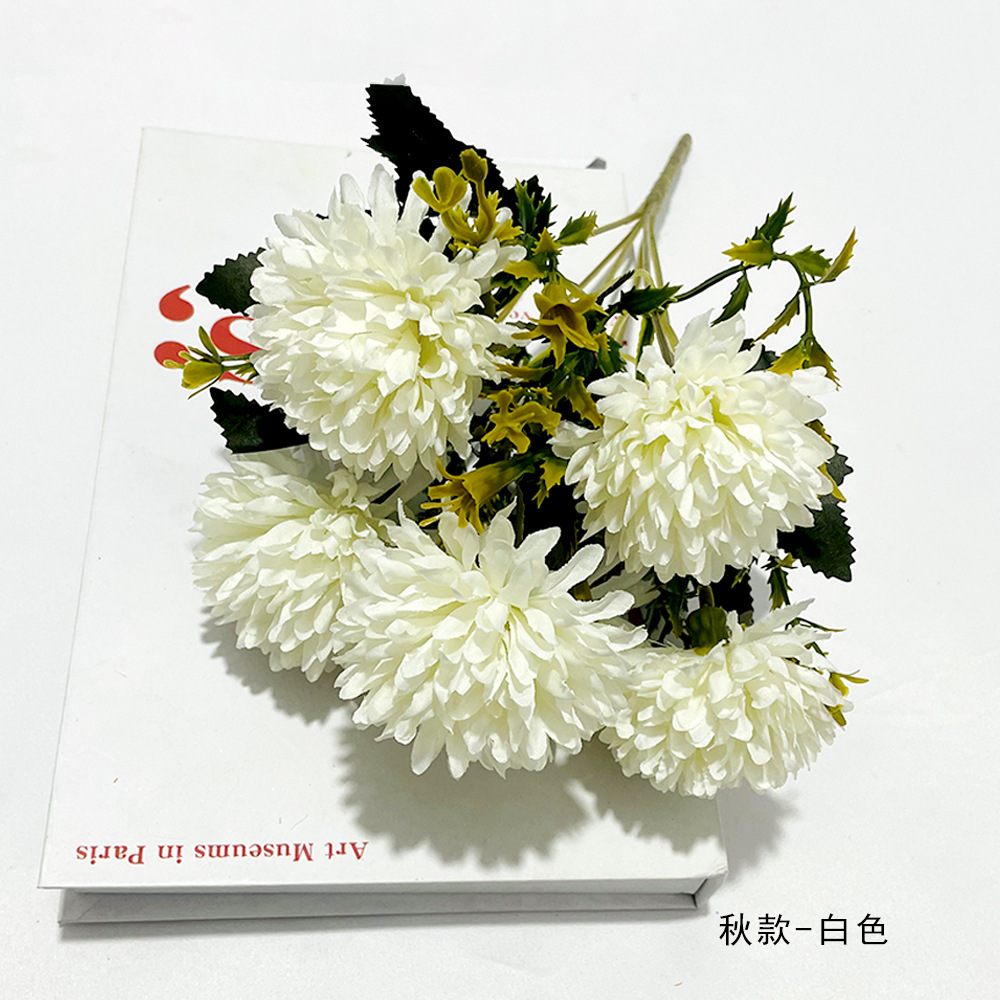 Simulación de 6 bolas de crisantemo mano mano mano única flor pequeña sala de bodas flores falsas transfronterizas flores paisaje pastoral