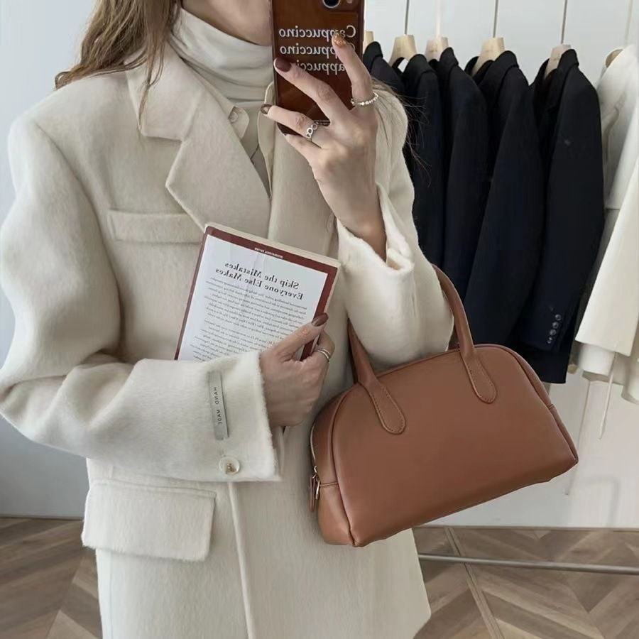 South Korea Dongdaemun waist-tight elegant suit women's double-sided overcoat mid-length.