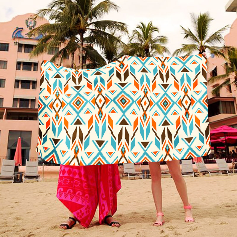 Toallas de baño de secado rápido transfronterizas, toallas de playa, toallas de capa portátiles y portátiles, toallas de baño impresas y absorbentes, personalización térmica al por mayor
