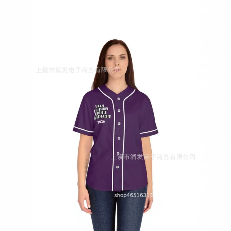 2026 Cross-Border 3D Digital Printed Baseball Shirt Loose Short-Sleeve Cardigan Fan Performance Clothing Unisex