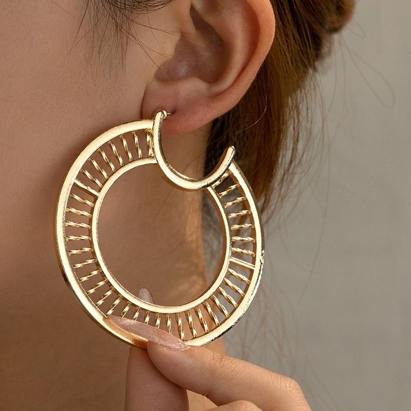 1 Pair Simple Style Round Zinc Alloy Earrings display picture 1