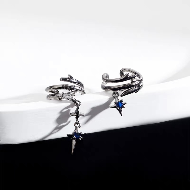 Thorn Ear Cuff for Women Without Piercings, High-End Luxury Men's Earrings, Fashionable Retro Dark Style Ear Accessories