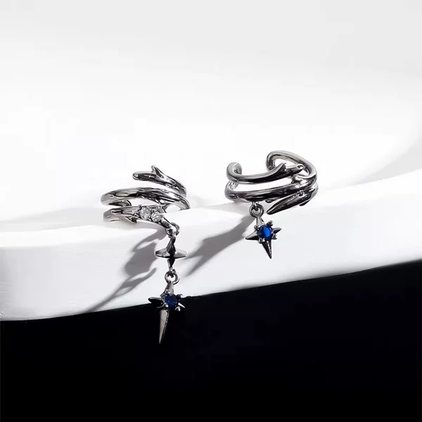 Thorn Ear Cuff for Women Without Piercings, High-End Luxury Men's Earrings, Fashionable Retro Dark Style Ear Accessories