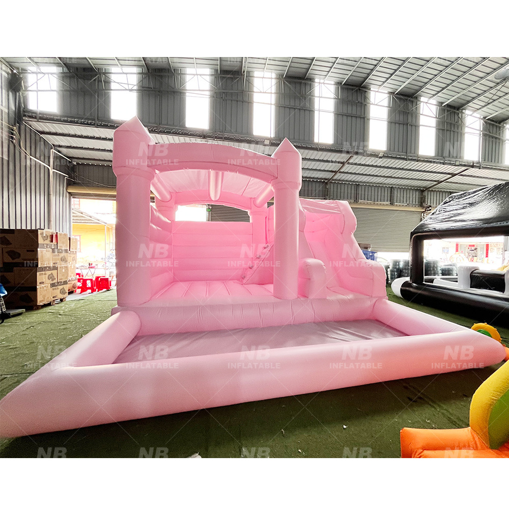 Nuevo hogar infantil cama rebotante gran interior y exterior princesa rosa viento slide infláble parque infláble castillo