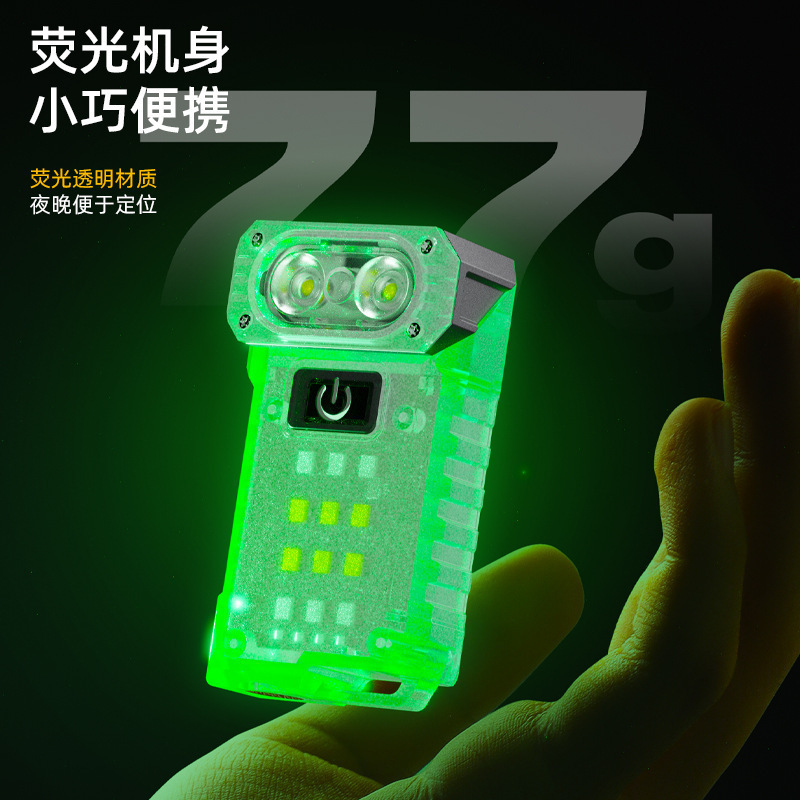 Lámpara de llavero de adsorción transfronteriza luz fluorescente de temperatura lateral de tres colores cuerpo de advertencia roja y azul sombrero de emergencia lámpara de clip de llavero