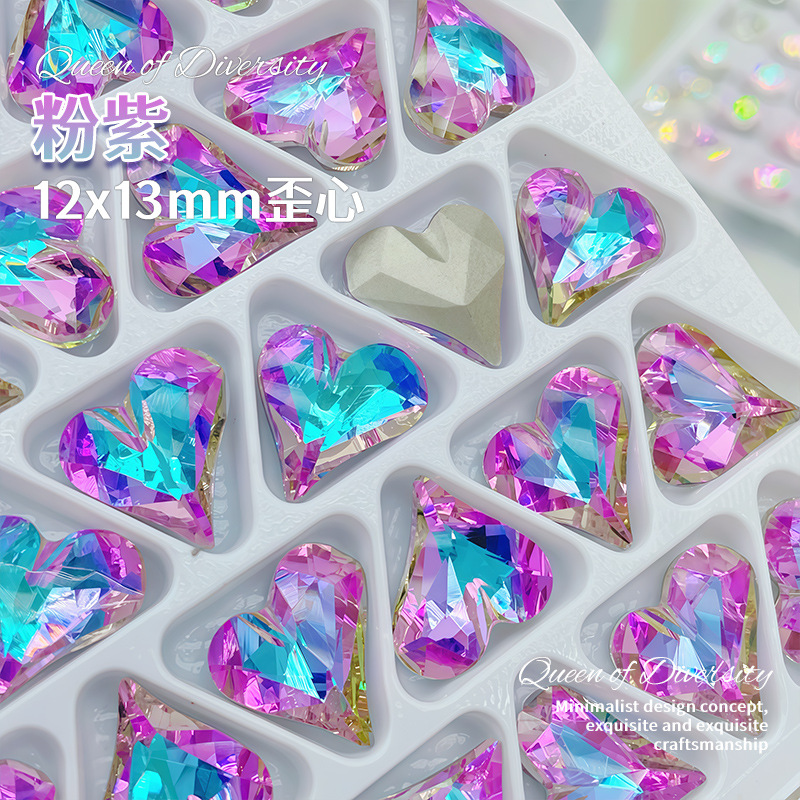 12*13mm 분홍색과 보라색 카드 슬롯 비뚤어진 중앙