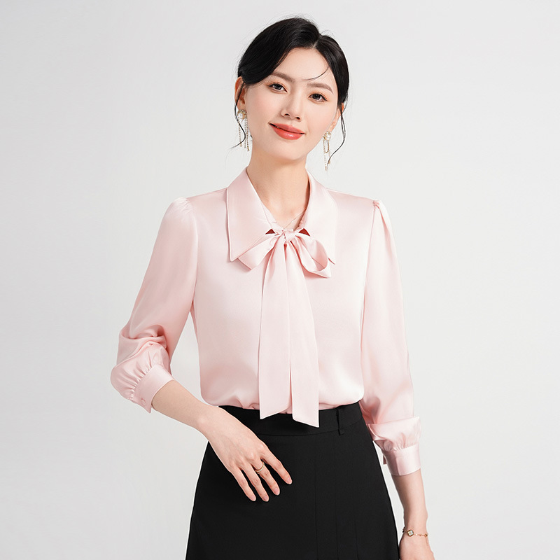 2024 New Long-sleeved Shirt Women's Shirt Professional Slim-fit Work Clothes plus size Formal Commuter High-grade Bow