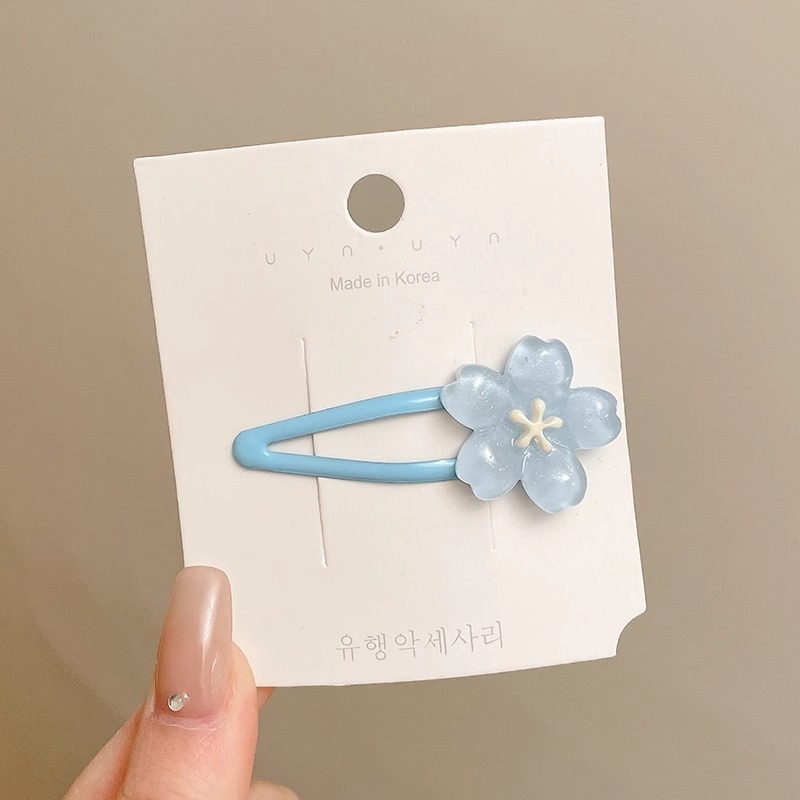 细闪果冻色樱花发夹花朵可爱侧边夹 ins少女夹子刘海碎发夹头饰品|undefined