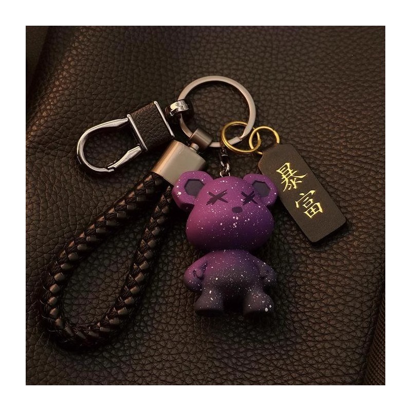 High-End Exquisite Anti-Lost Car Key Chain School Bag Pendant Doll Creative Male and Female Couple Starry Sky Bear Key Chain High-End Exquisite Anti-Lost Car Key Chain School Bag Pendant Doll Creative Male and Female Couple Starry Sky Bear Key Chain