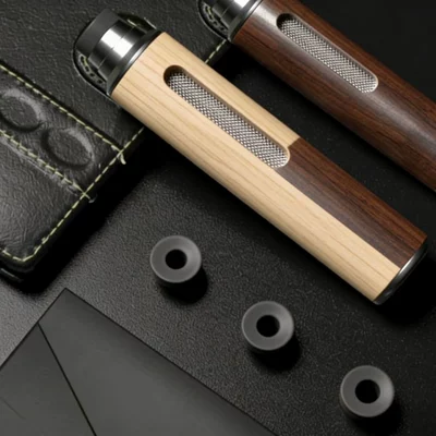 Car ashtray Ash from Falling, Useful for Smoking - natural-wood-color-walnut-color-includes-coarse-medium-and-fine-cleaning-sponges