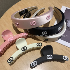 New C Brand Small Chanel-style Face Covering Head Accessory High-end Shark Clip Elegant Fabric Wide Brim High Crown Head Cover