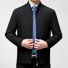 专柜时尚男装高端春季新款茄克衫中年爸爸立领高级垂感休闲男夹克