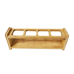 Wooden bamboo shelf kitchen utensil oil bottle seasoning bottle rack square four-hole oil jug bamboo stand wholesale