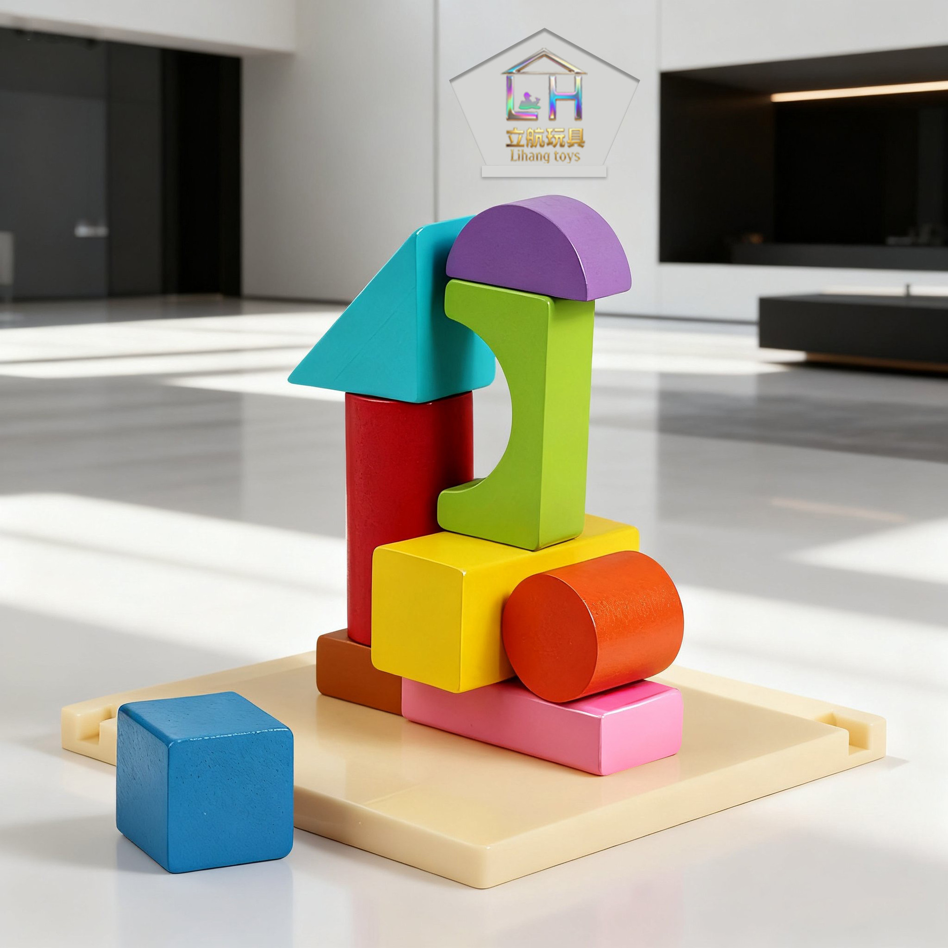 Projection Building Block Shape Splicing Building Toys Children's Educational Games Parent-Child Interactive Geometric Wooden Parent-Child Desktop