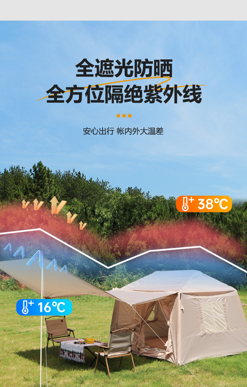 Outdoor Portable Camping Style Inflatable Tent Thickeneded Rainproof Fully Automatic No-Build Tent Forest Cabin