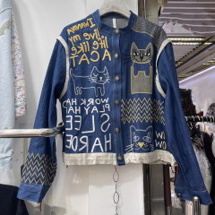 欧洲站2025春秋新款欧货女时尚宽松立领字母卡通刺绣外套上衣潮牌