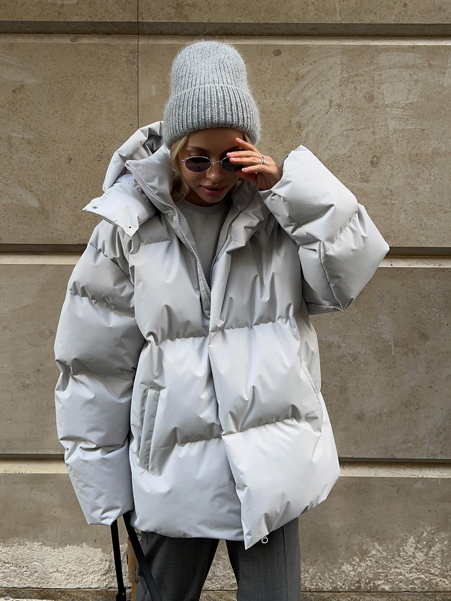 Women's Puffer Jacket Cotton Loose Warm Solid Colour Winter Coat_voghion.com