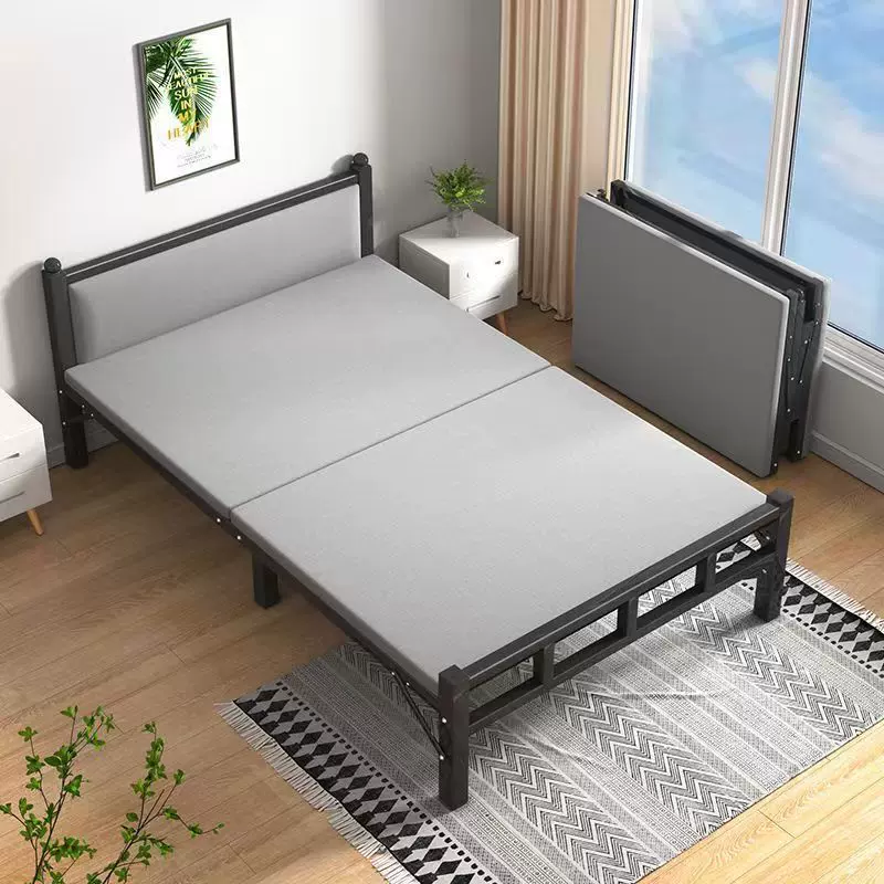 现代单人床新款家用办公室午休床简易木板床出租屋铁床便携好收纳