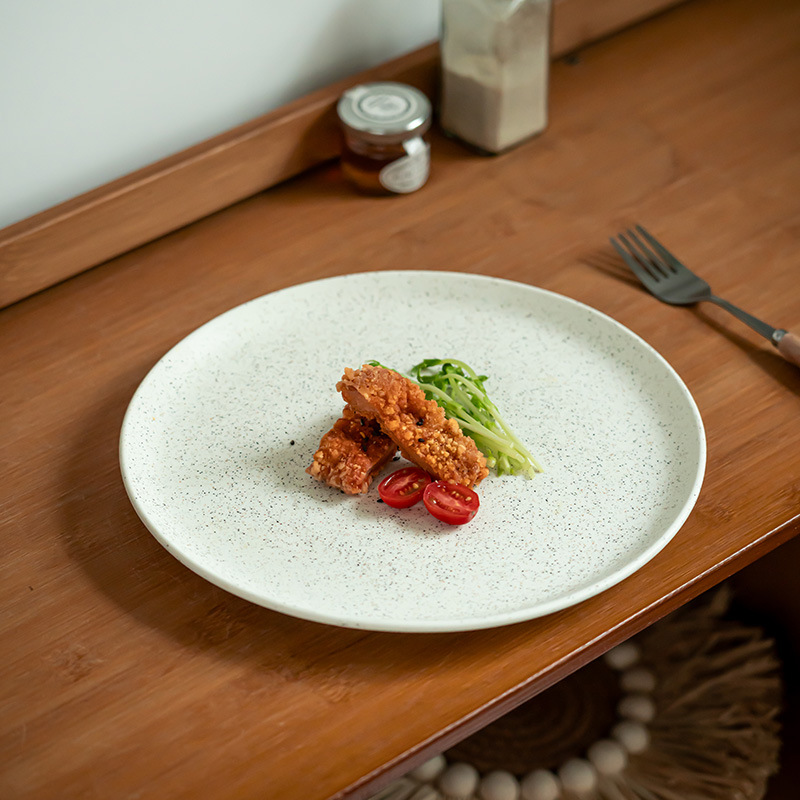 Plato de cerámica esmalte de sésamo retro platos de comida occidentales platos de ensalada platos de platos caseros platos de desayuno grande