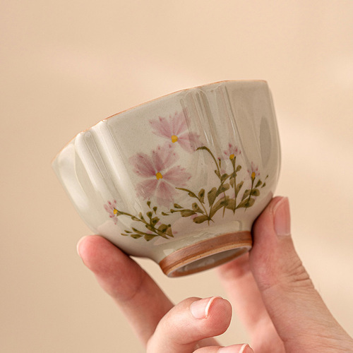 Grass Gray Daisy Ceramic Tea Cup Master Cup Personal Tea Cup Home Tea Cup Single Cup Tea Cup