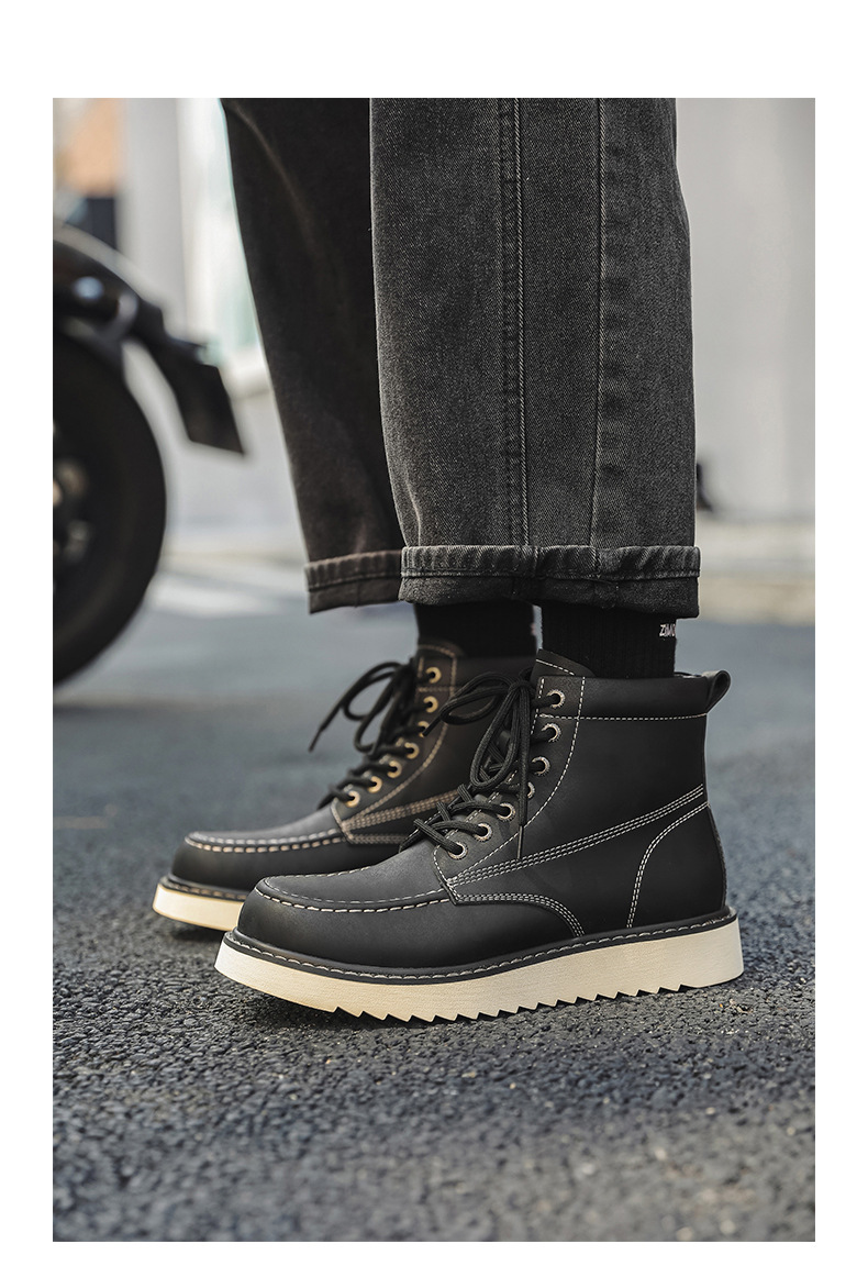 Herren Martin Boots Mit Dicker Sohle Für Outdoor Und Arbeit_voghion.com